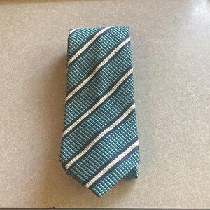 Ermenegildo Zegna Teal and Navy Striped Tie